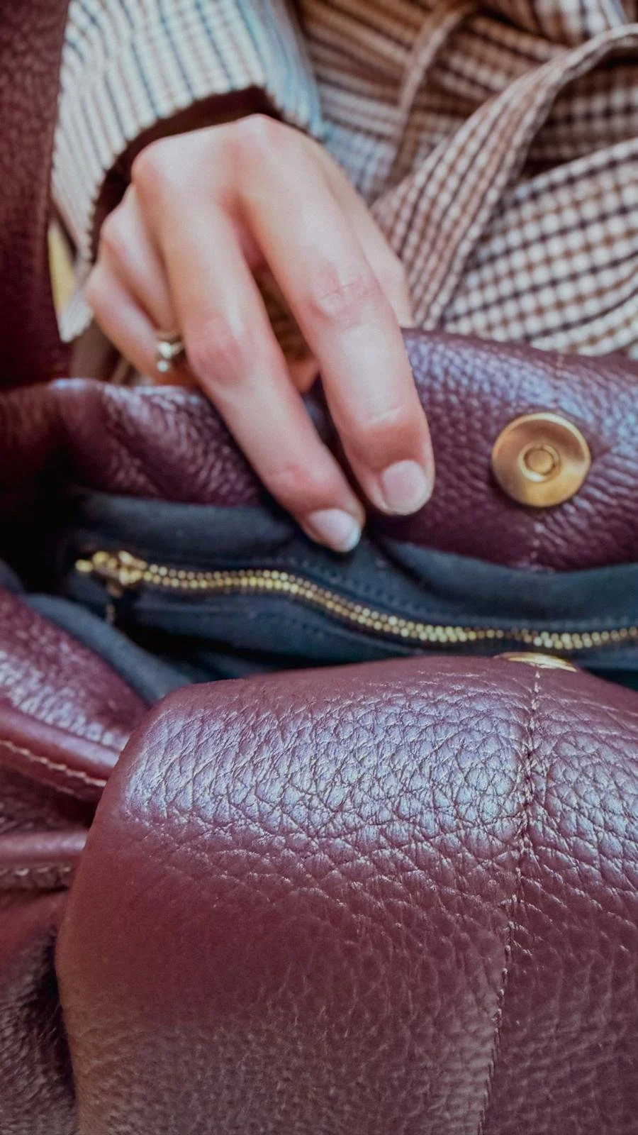Sac en cuir bordeaux
