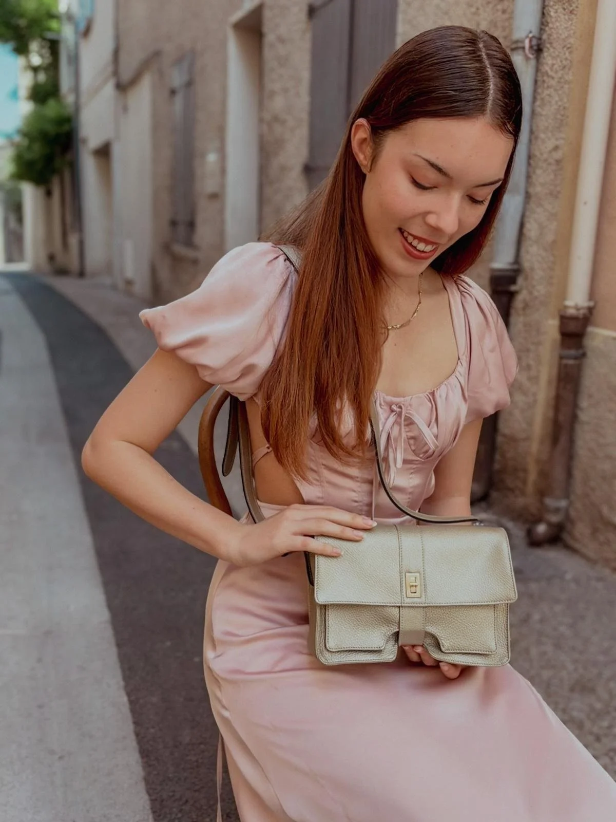sac en cuir doré fabriqué en france