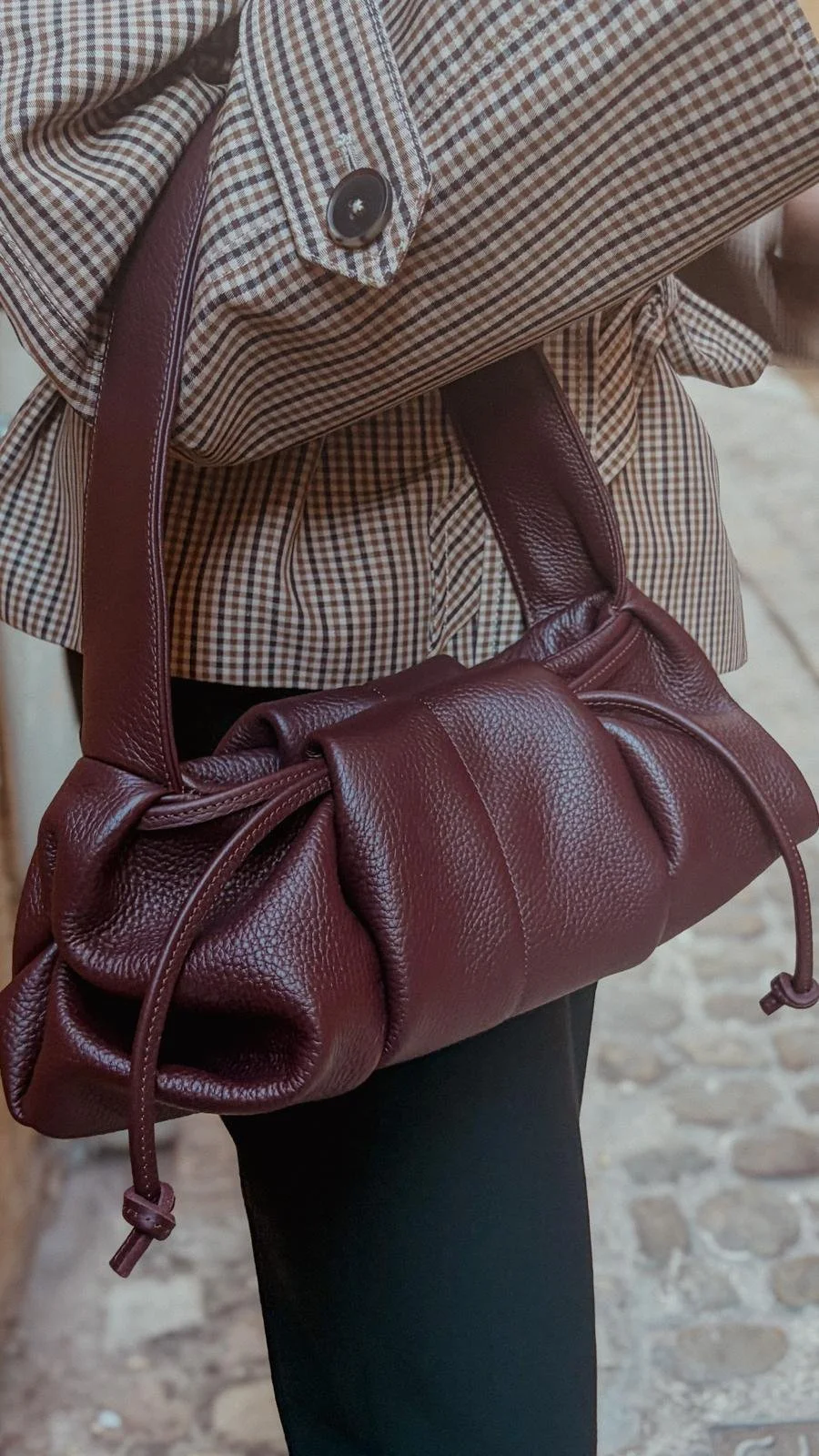 Sac en cuir bordeaux