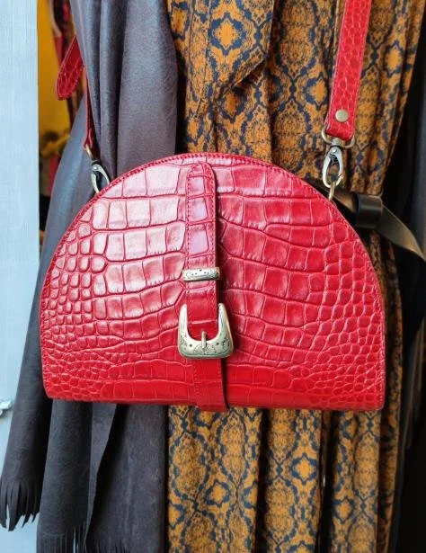 sac cuir croco rouge