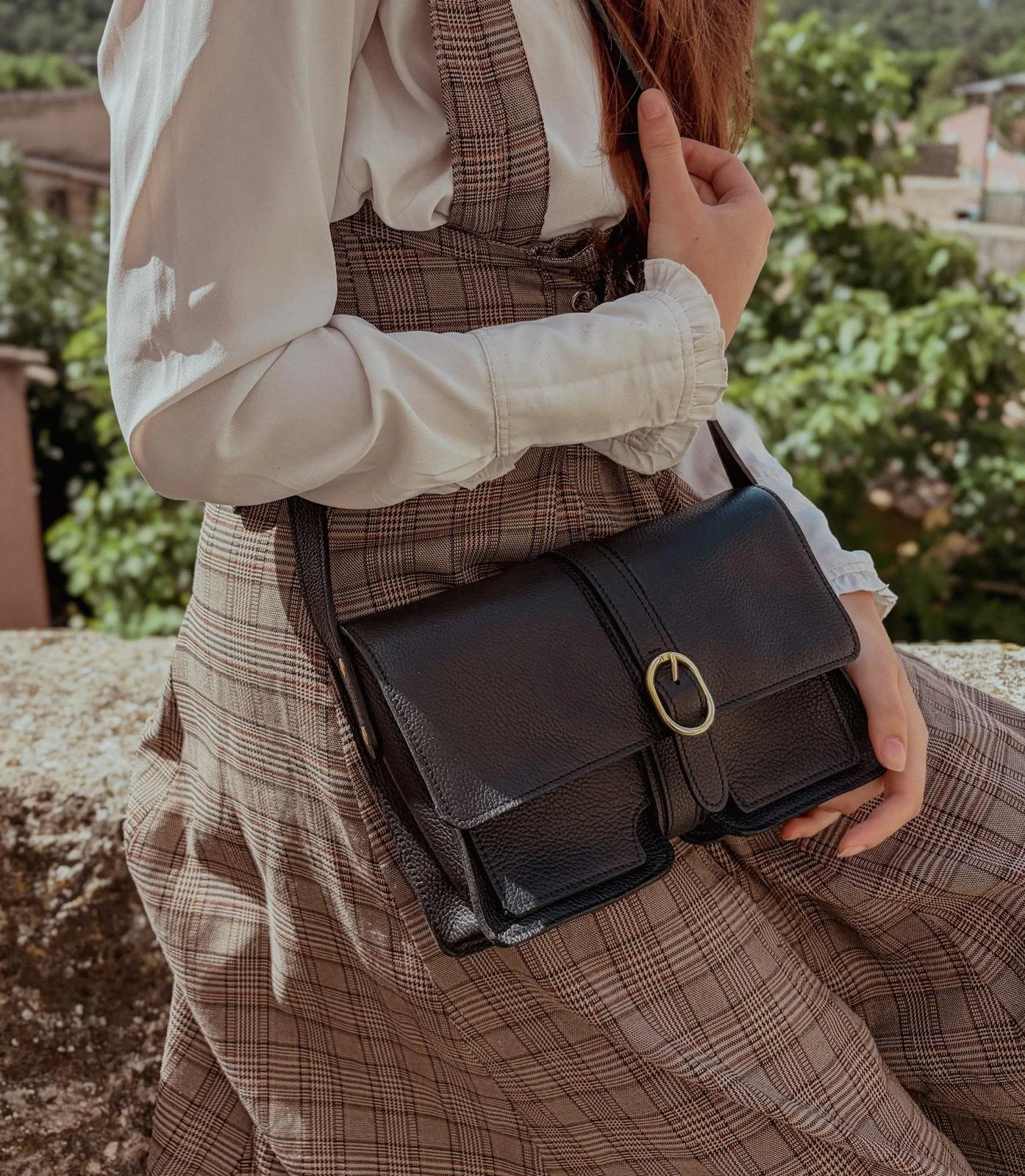 Sac français en cuir noir