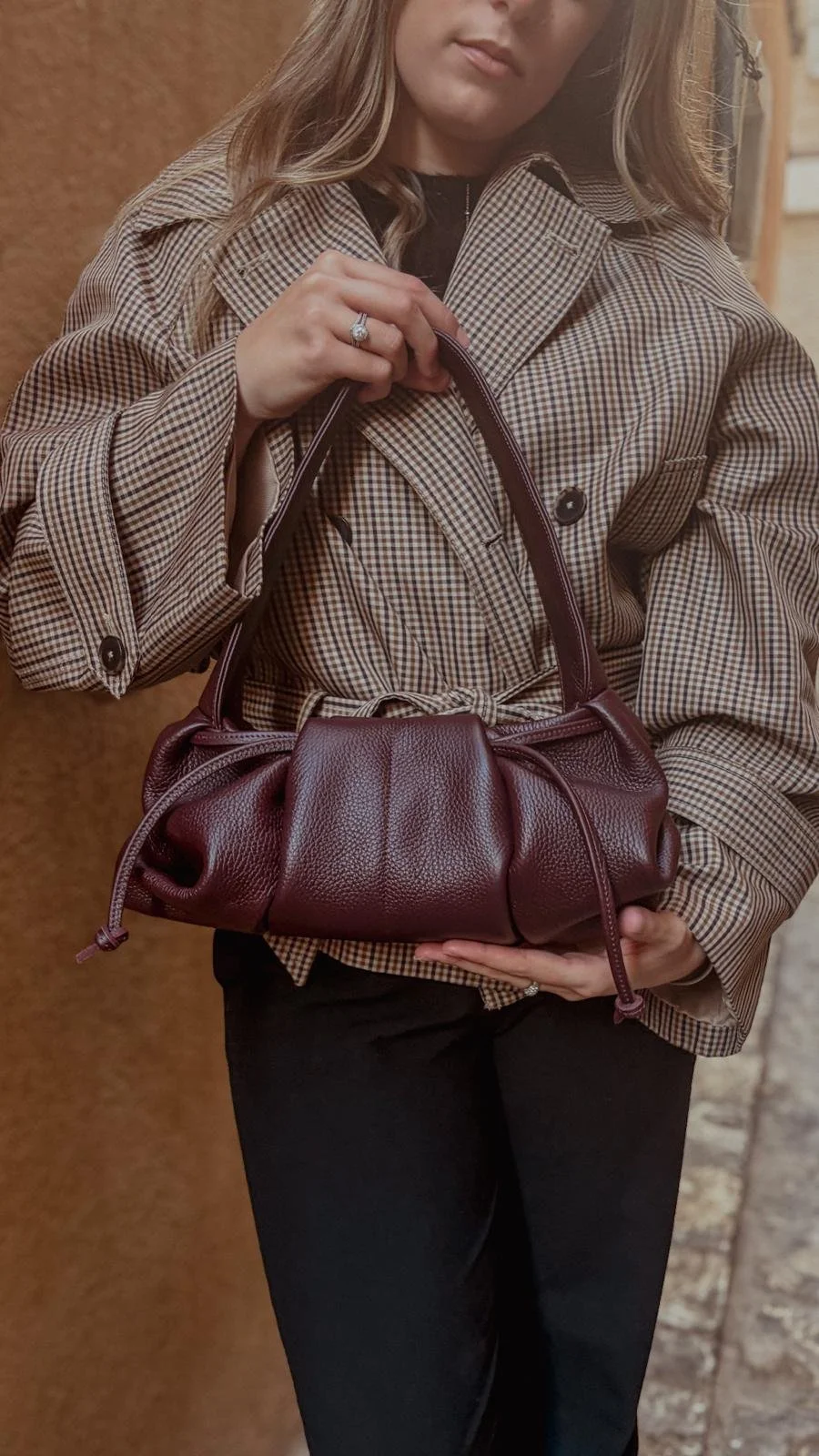 Sac en cuir bordeaux