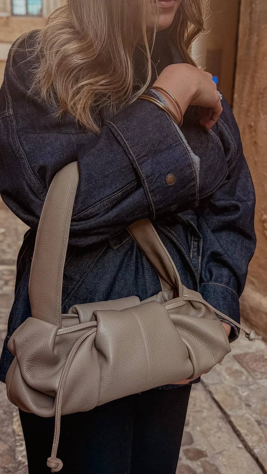 Sac en cuir taupe