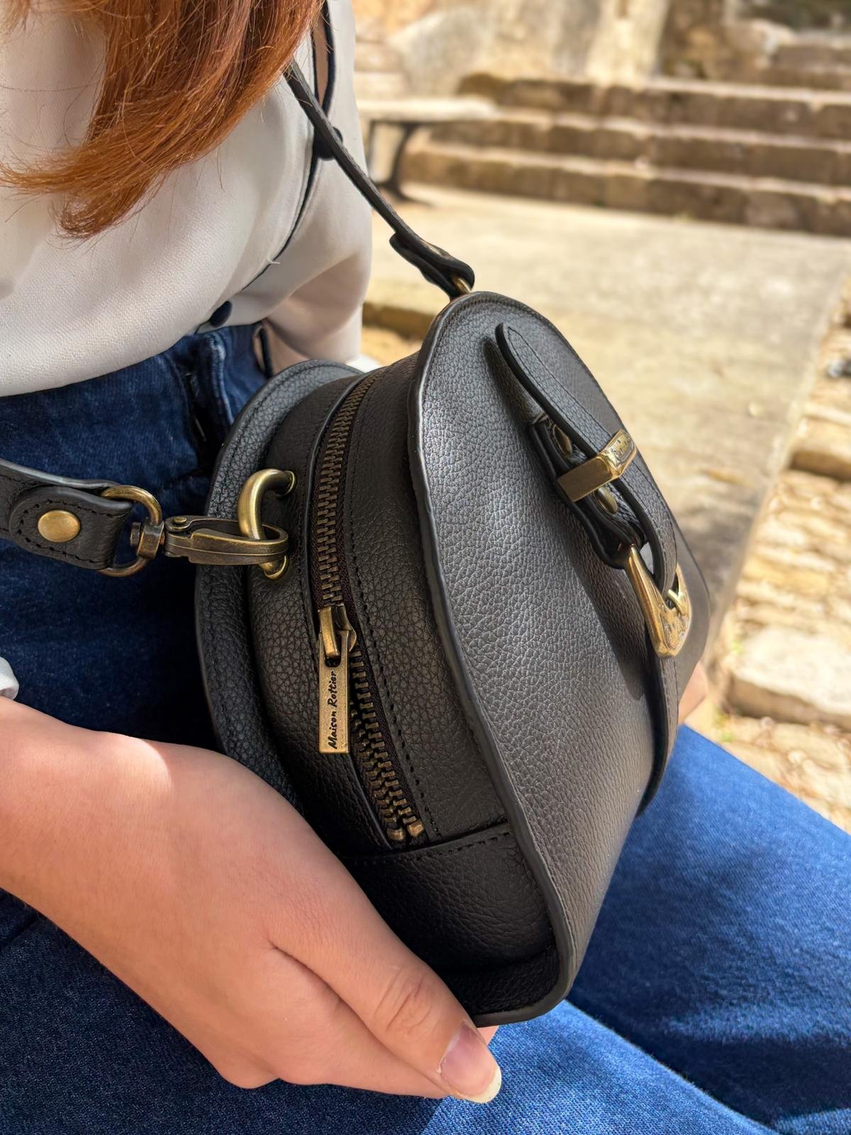 Sac en cuir noir