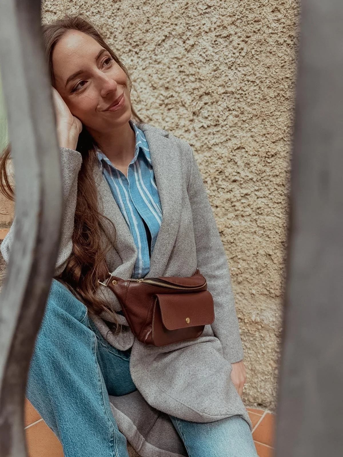 Sac banane en cuir marron chocolat