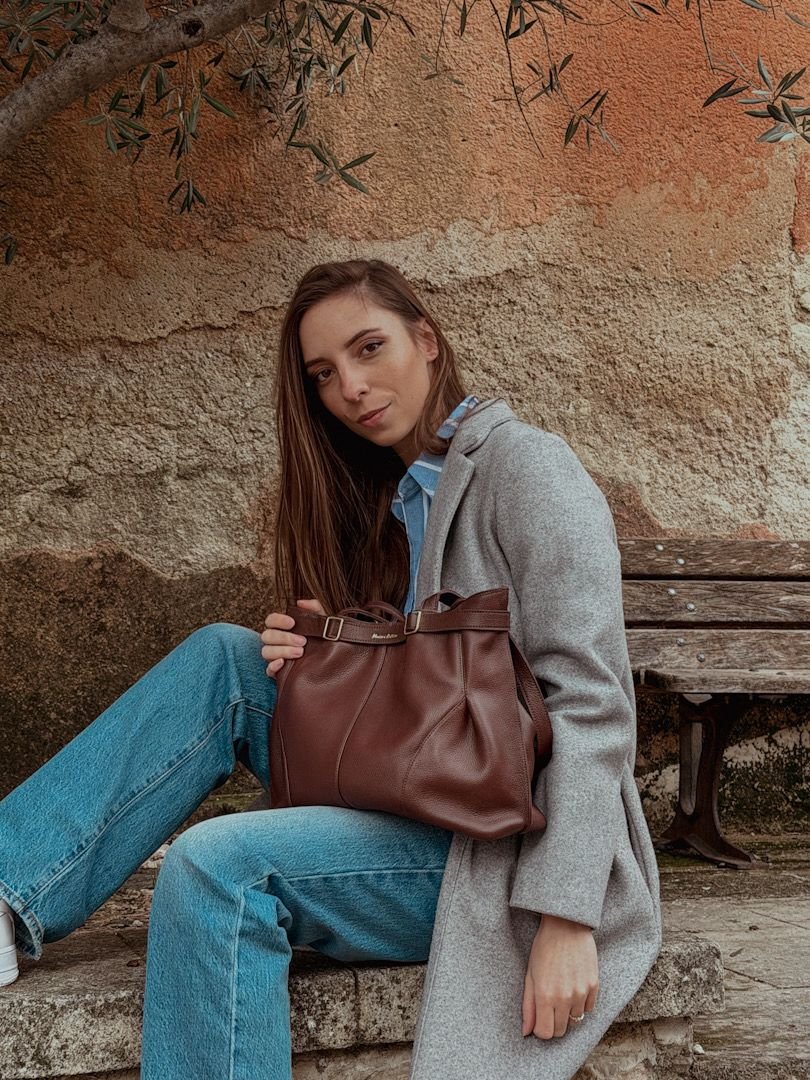 Sac artisanal en cuir marron