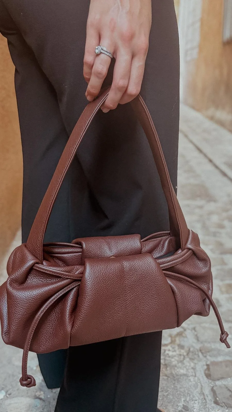 Sac en cuir marron chocolat