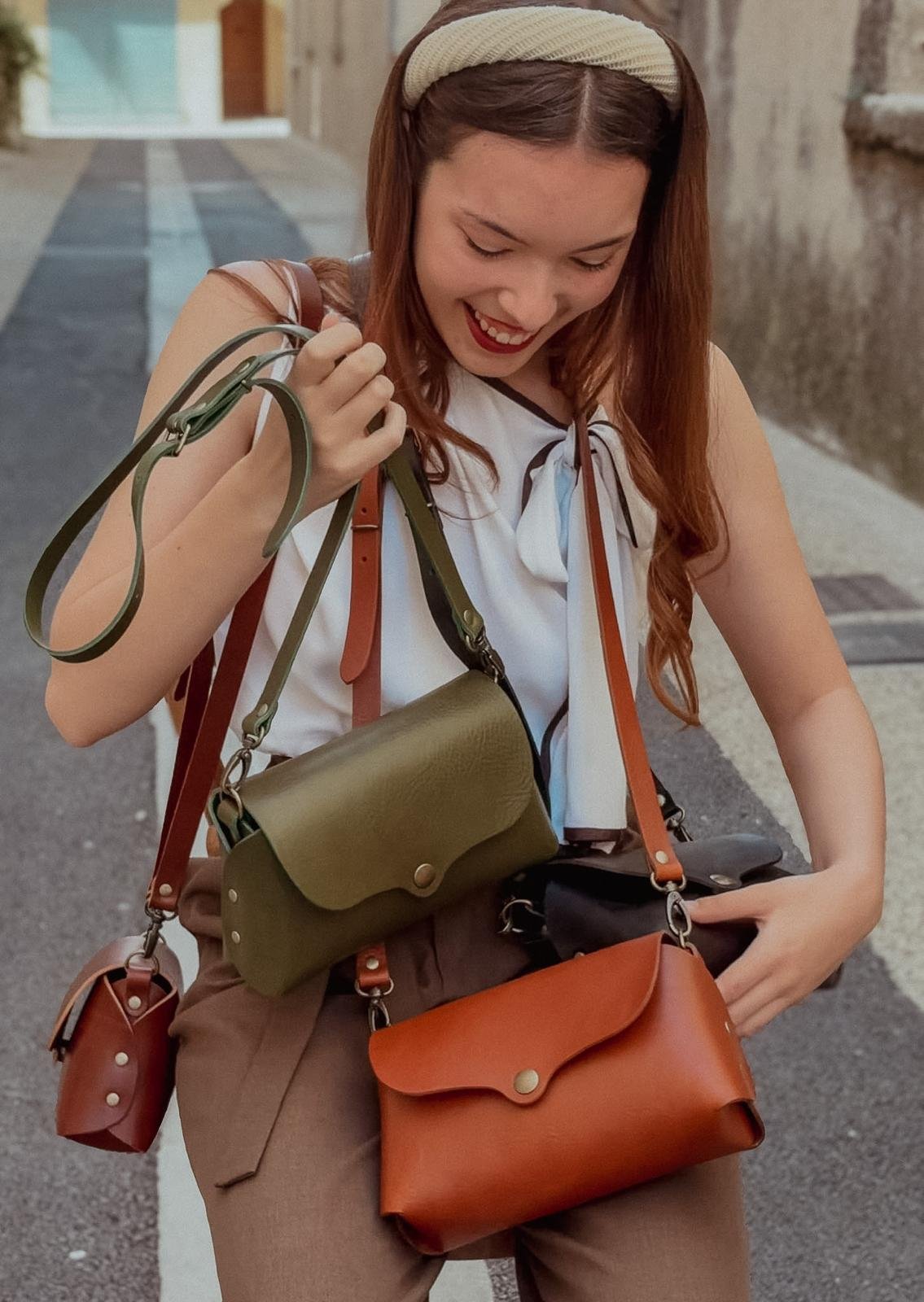 Sac en cuir kaki