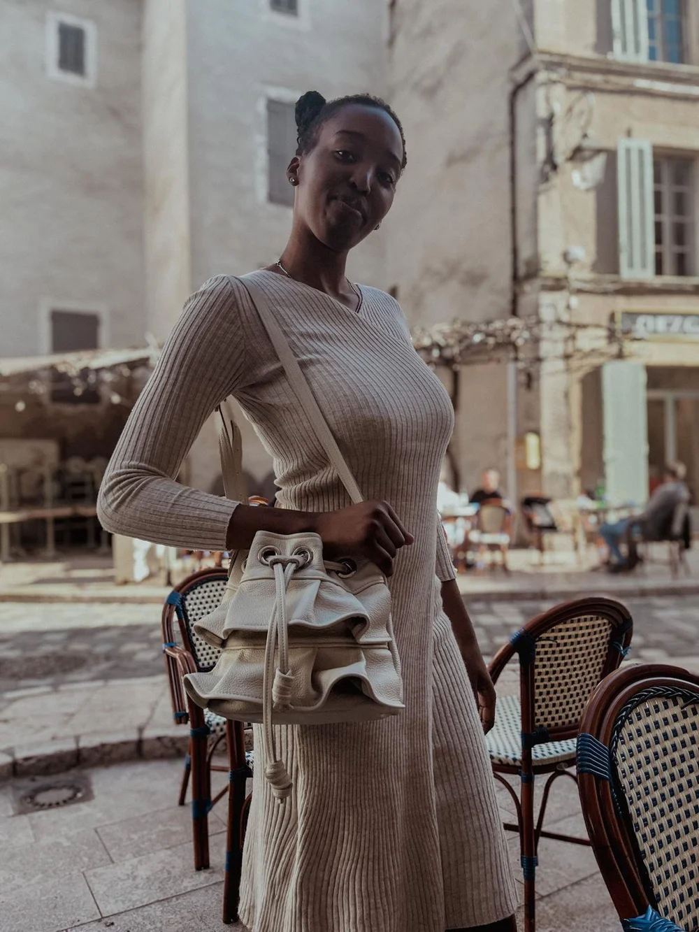 Sac Seau en Cuir Écru Grainé — Maison Rottier Maroquinerie