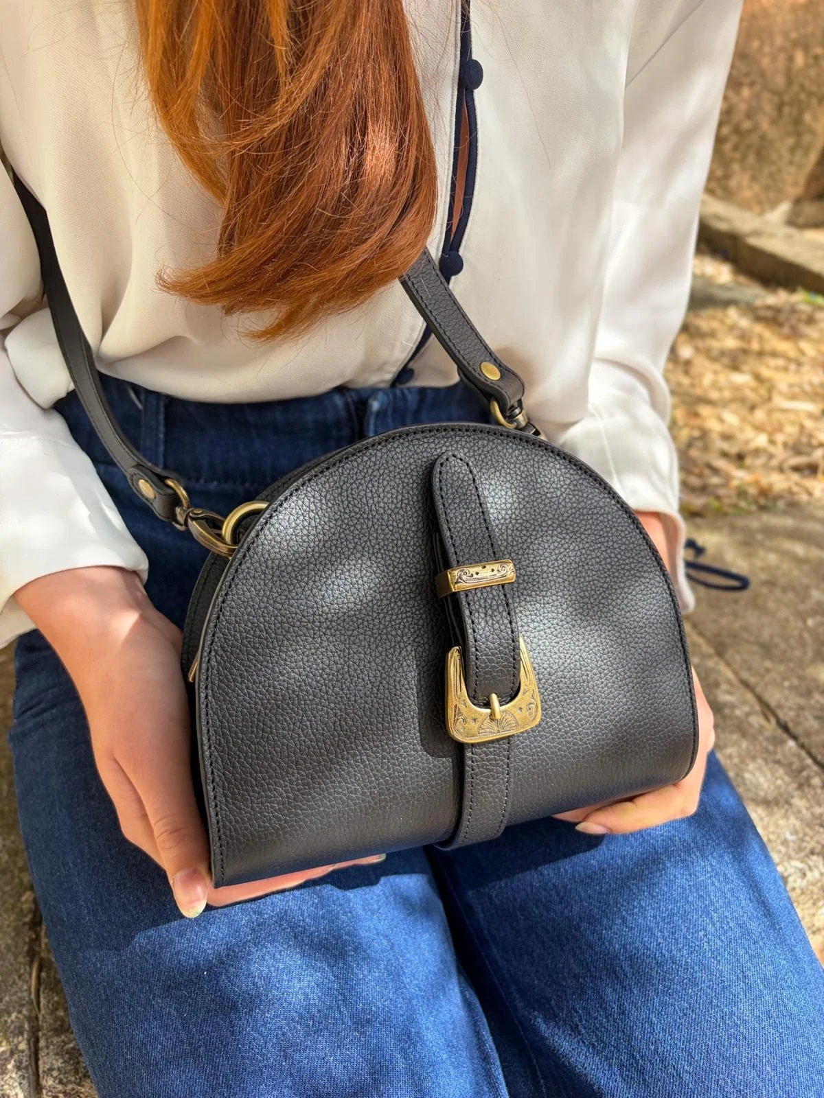 Sac en cuir noir fabriqué en france
