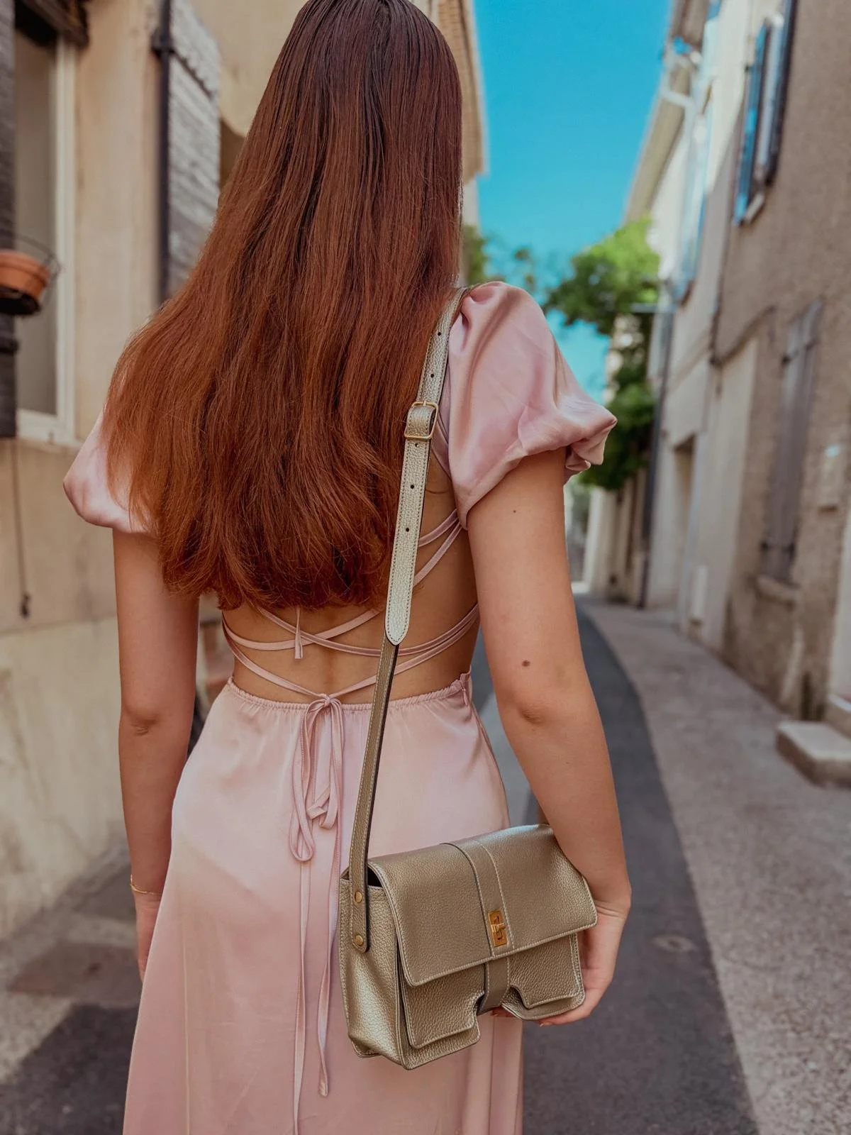 sac en cuir or