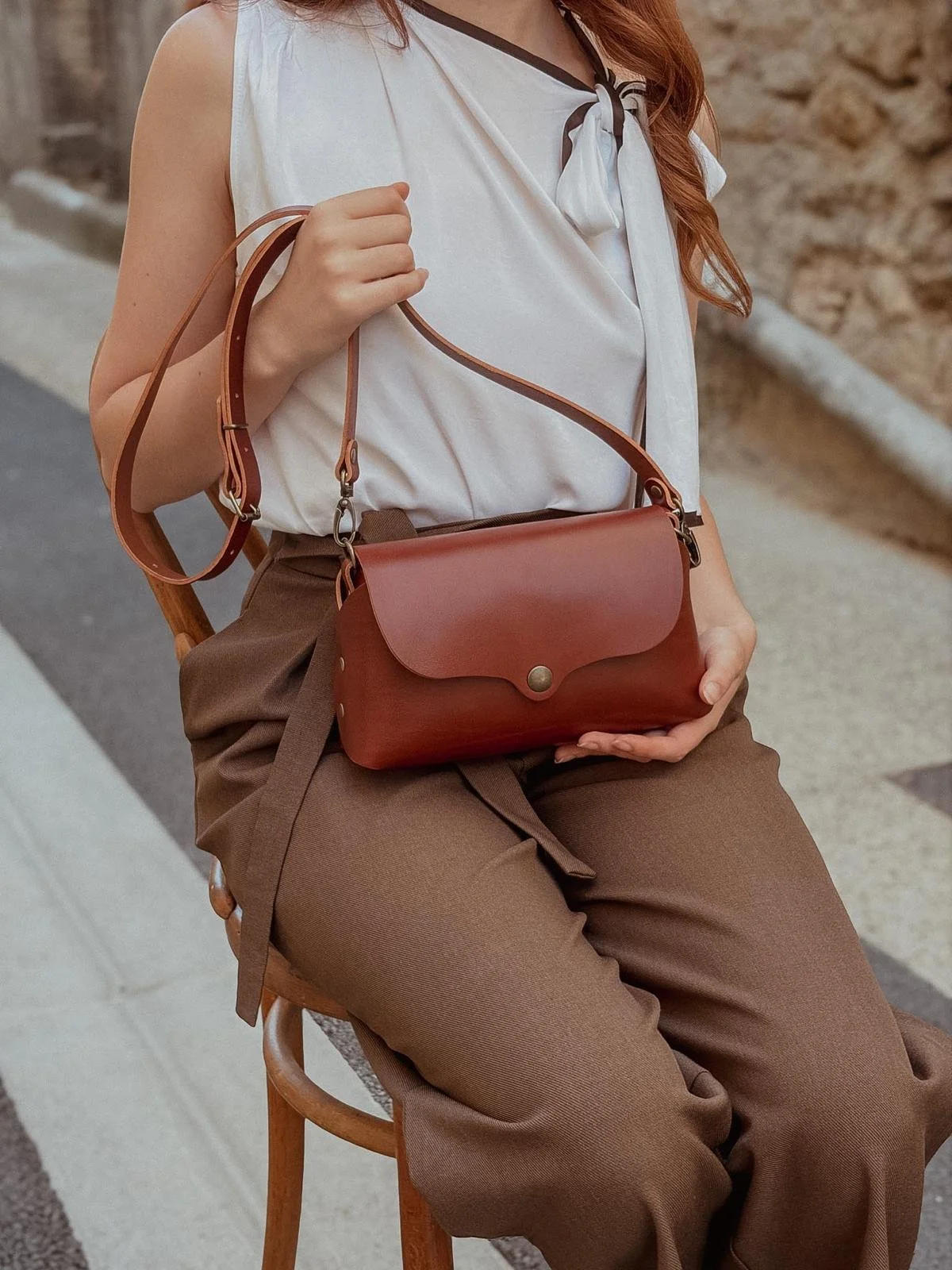 Sac en cuir marron foncé