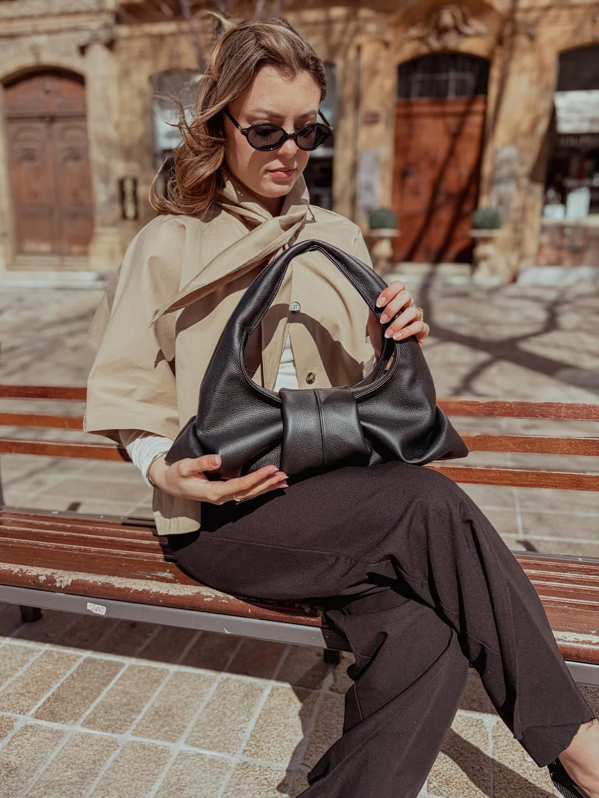 sac original en cuir noir