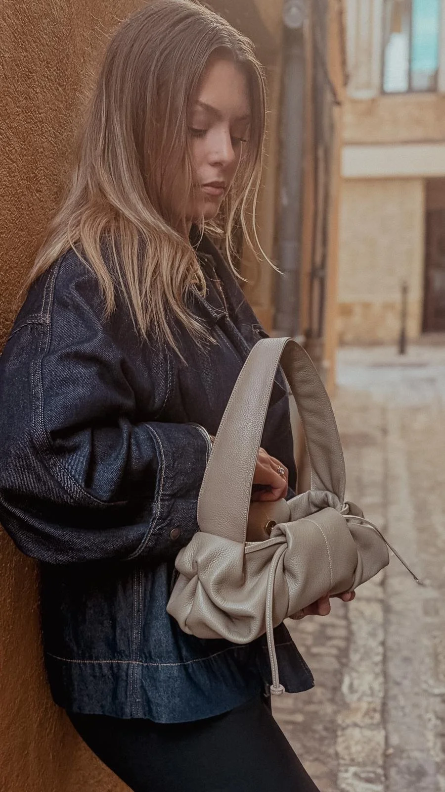 Sac en cuir taupe