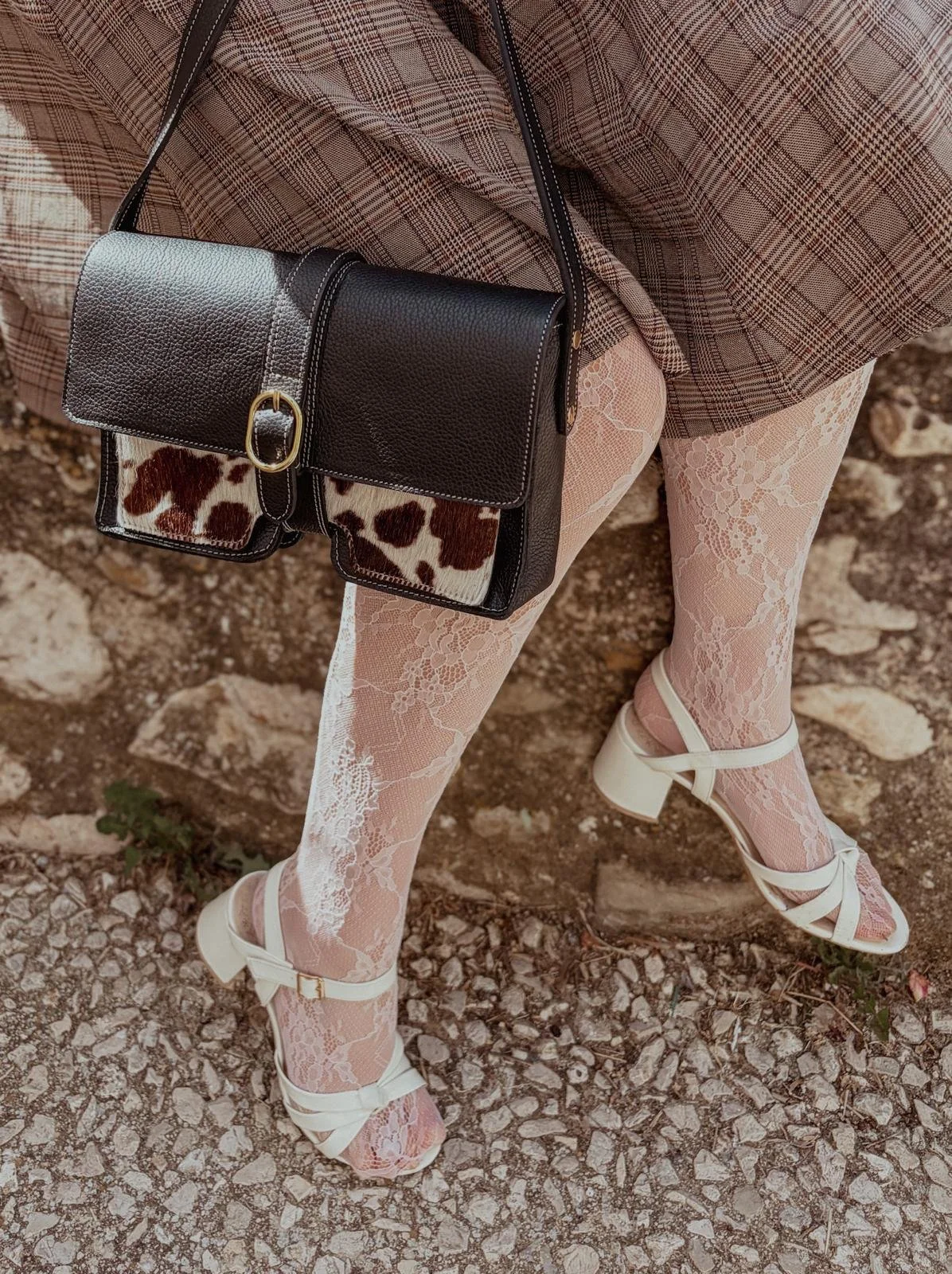 Sac en cuir motif vachette