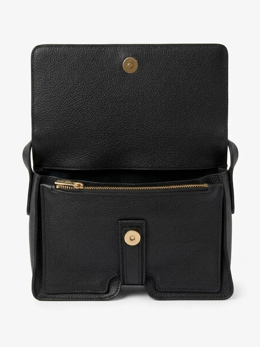 Sac français en cuir noir