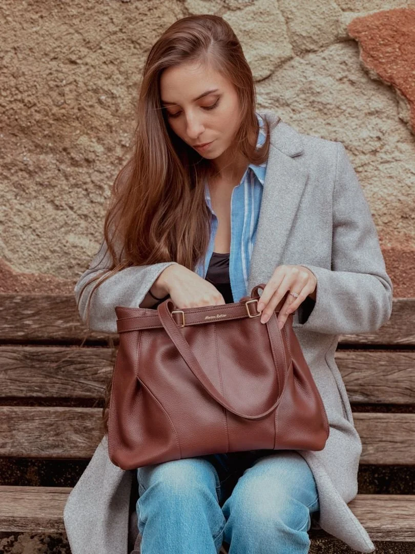 Sac français en cuir marron