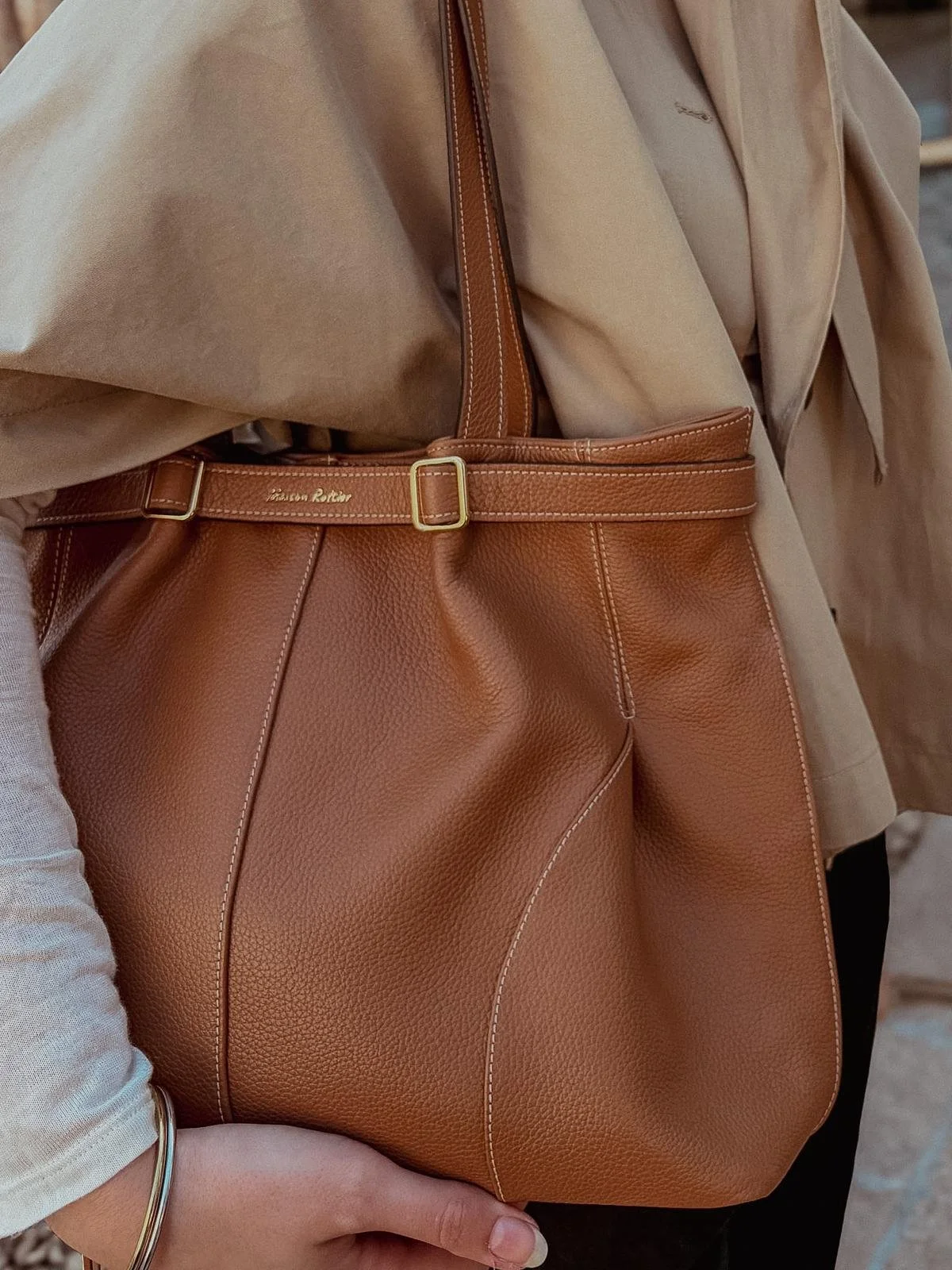 Sac cabas en cuir camel
