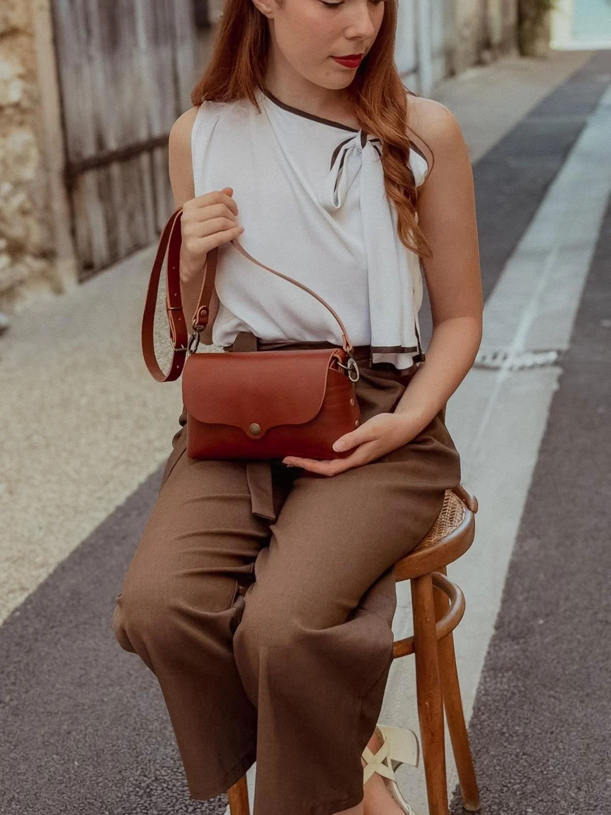 Sac en cuir marron foncé