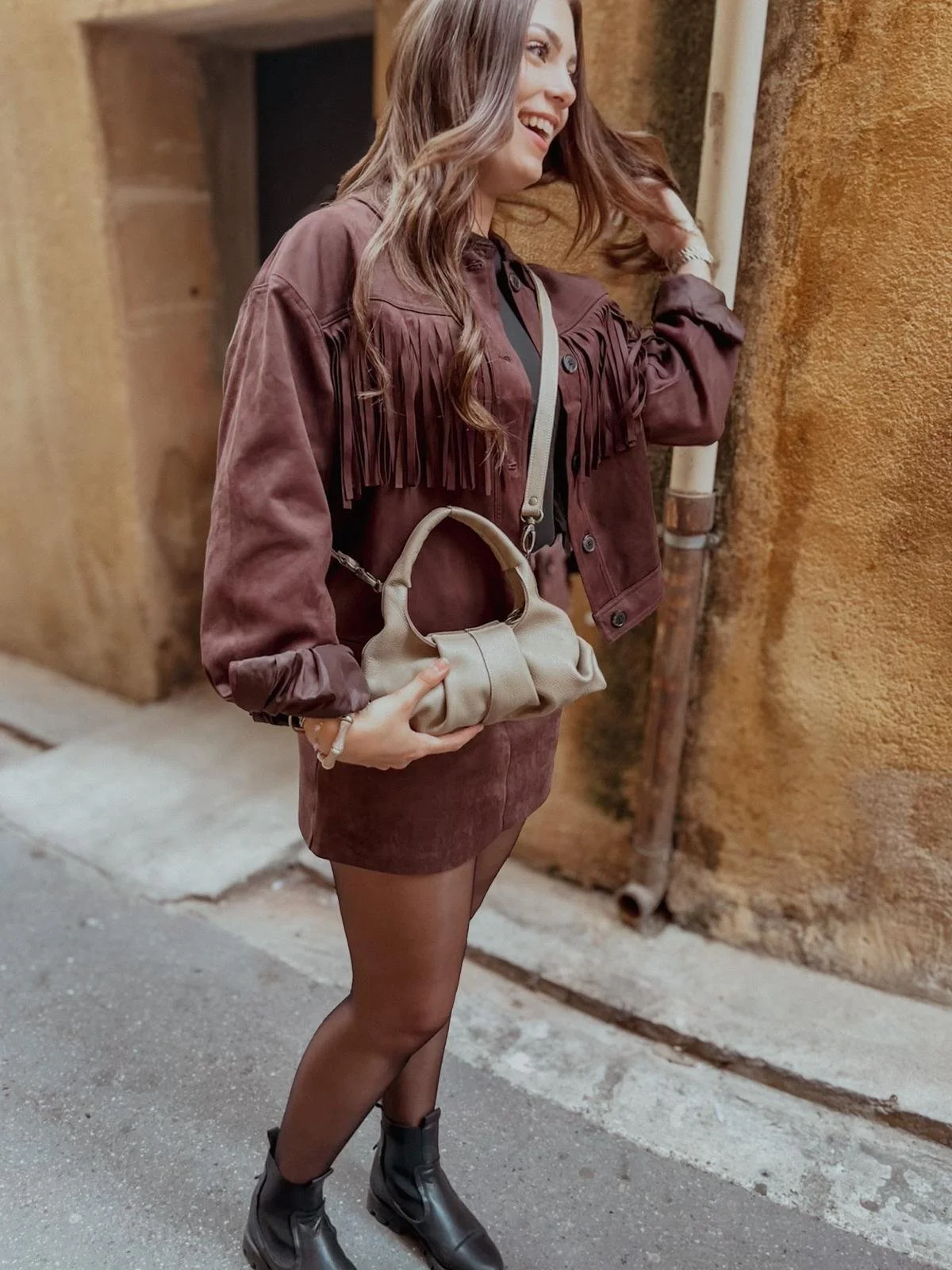 Sac en cuir taupe