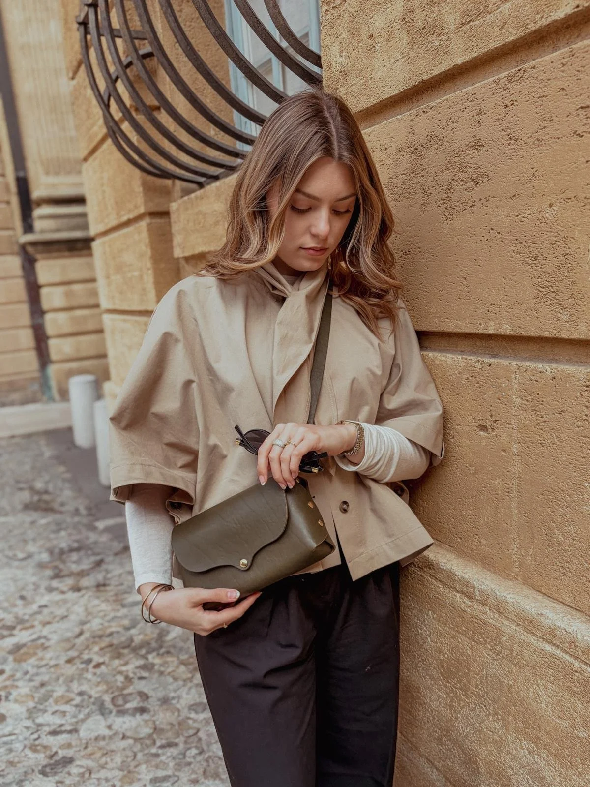 Sac en Cuir Vert Kaki - Candice