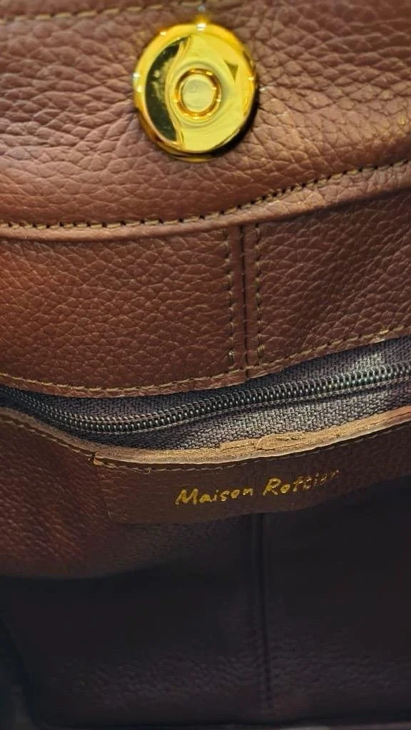 Sac en cuir marron chocolat grainé