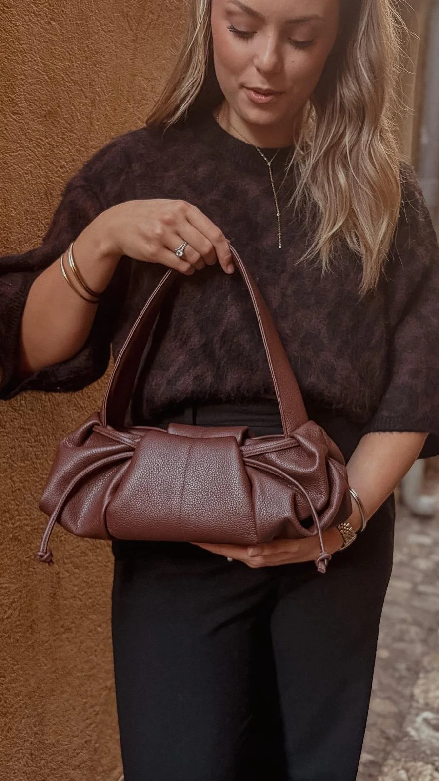 Sac en cuir marron chocolat
