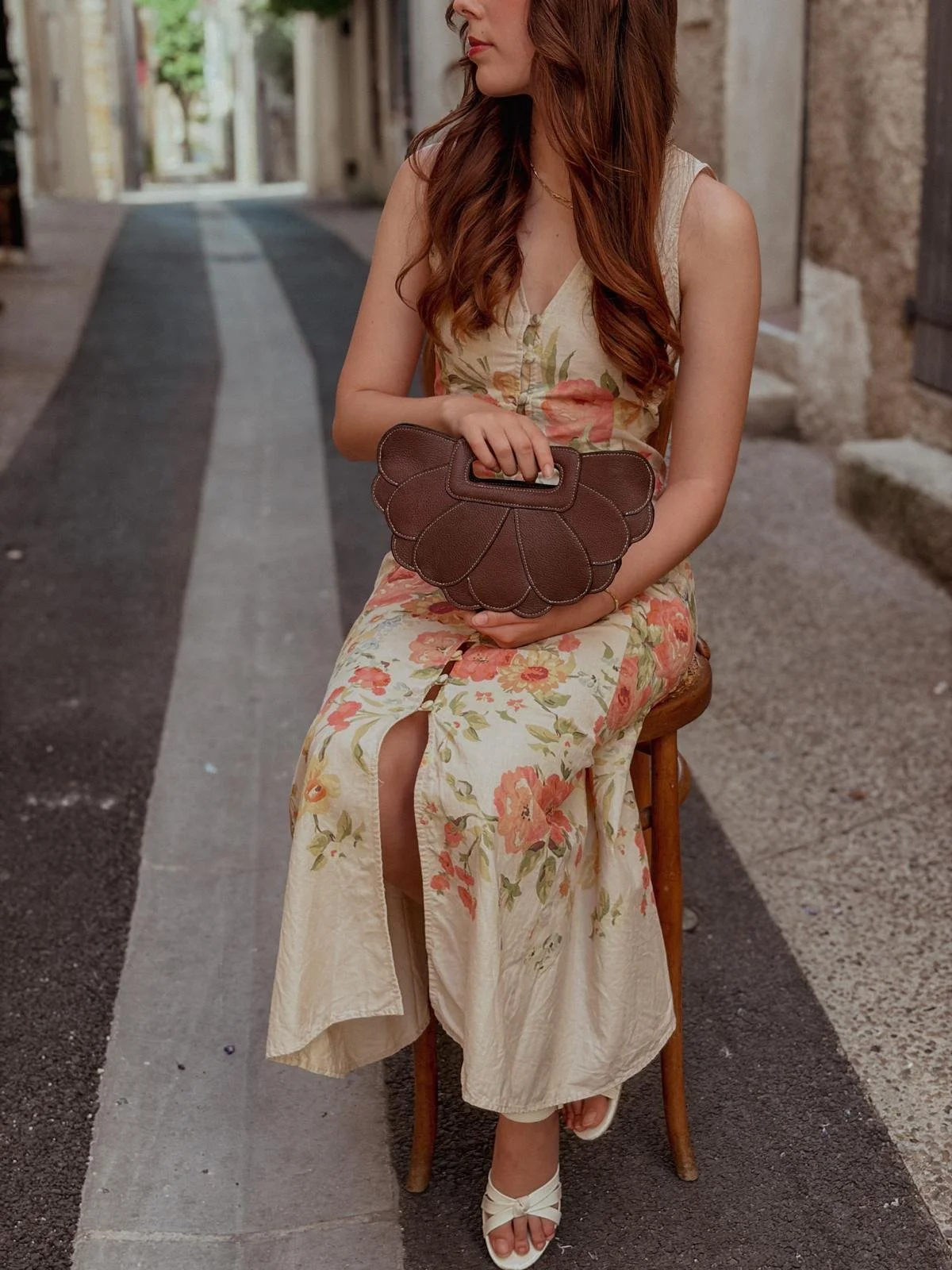 Sac de soirée en cuir marron