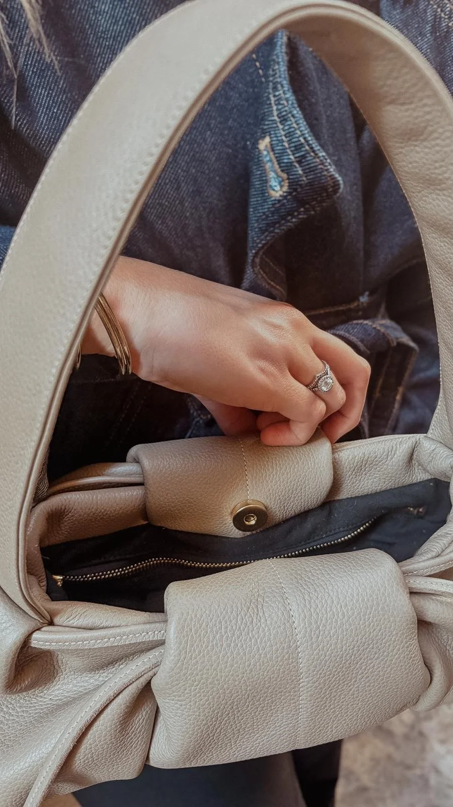 Sac en cuir taupe