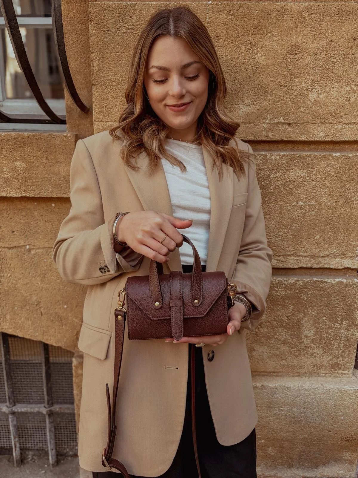 Petit sac en cuir marron chocolat