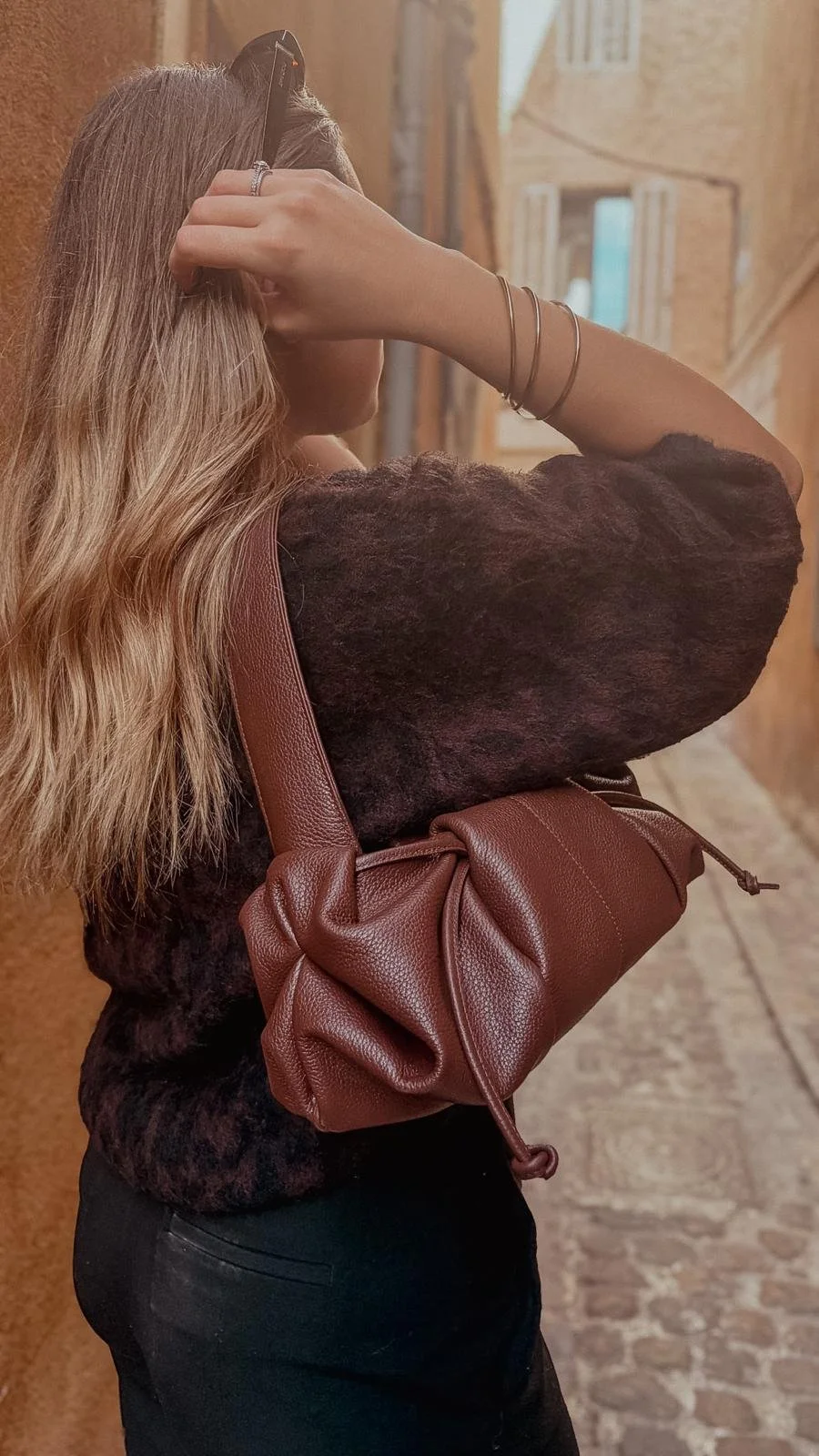 Sac en cuir marron chocolat