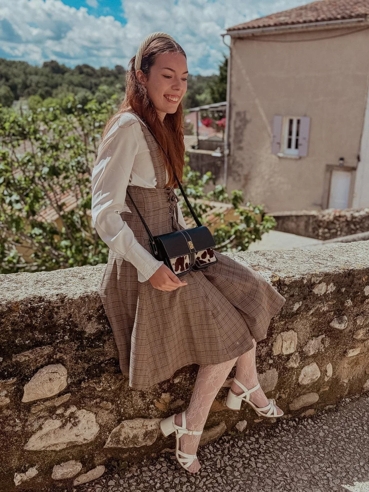 Sac en cuir noir et effet vachette