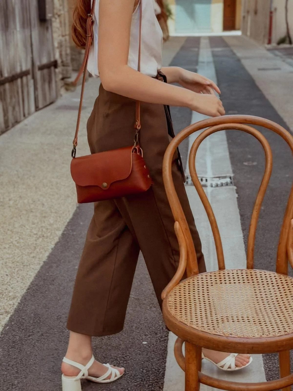 Sac en cuir marron foncé