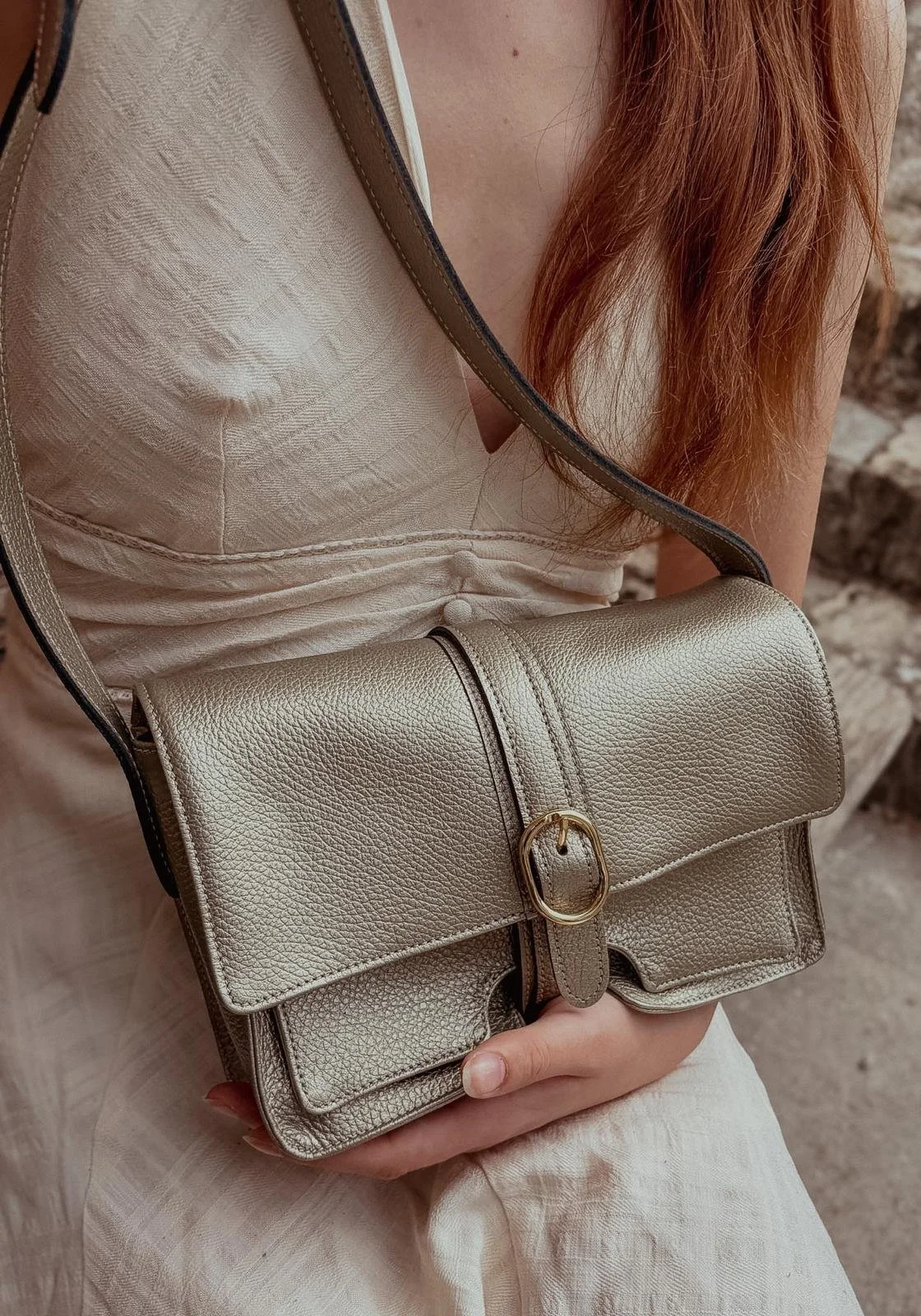 Sac en cuir doré