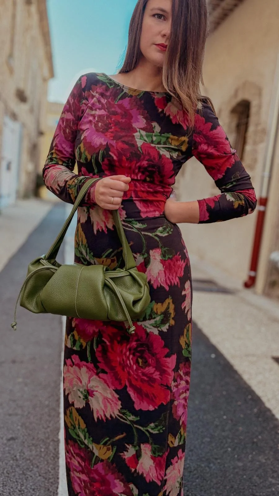 Sac en Cuir Vert Olive Grainé - Aline