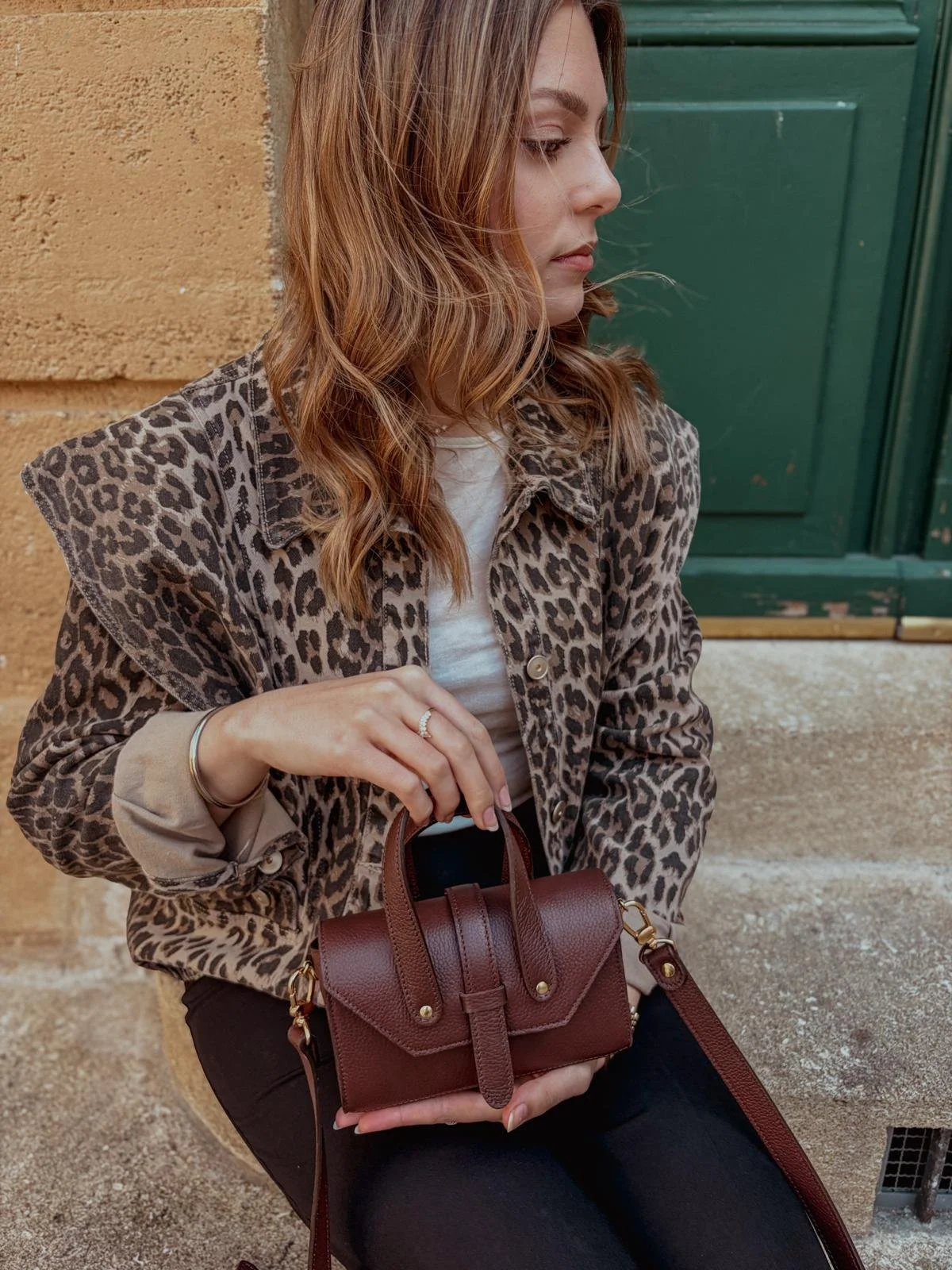 Petit sac en cuir marron chocolat