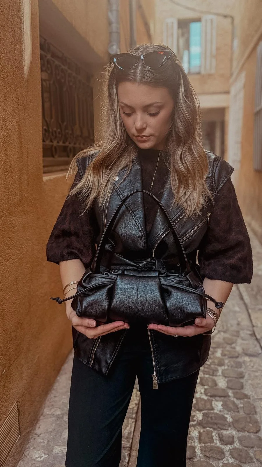 Sac en cuir noir