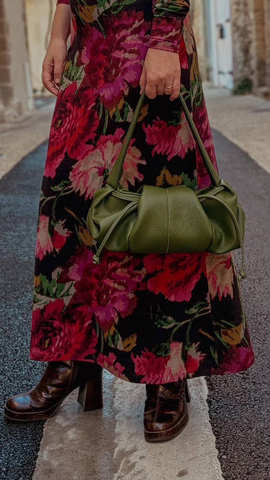 Sac en cuir vert olive