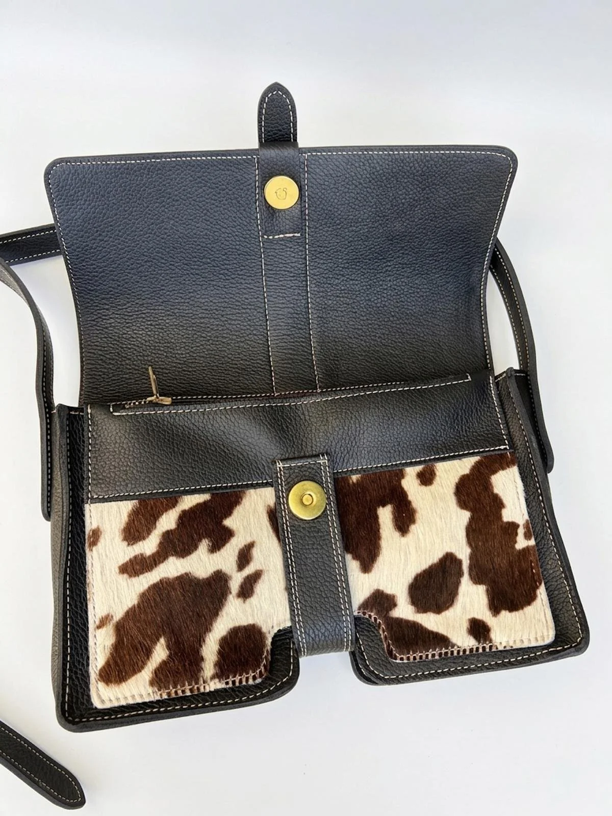 Sac en cuir noir style vachette