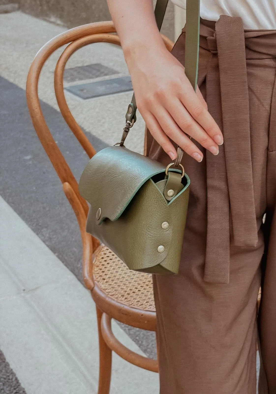 Sac en cuir vert kaki