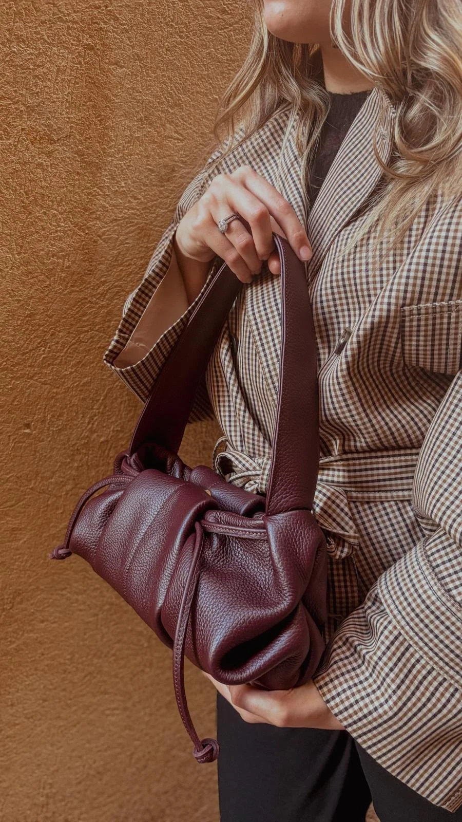 Sac en cuir bordeaux