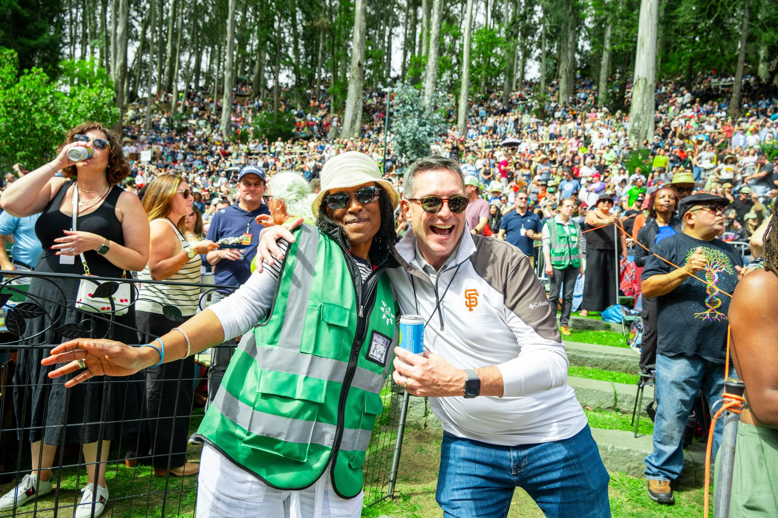 woman volunteering for stern grove sitting and smiling
