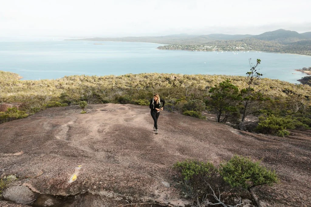 hiking up mount Amos Freycinet