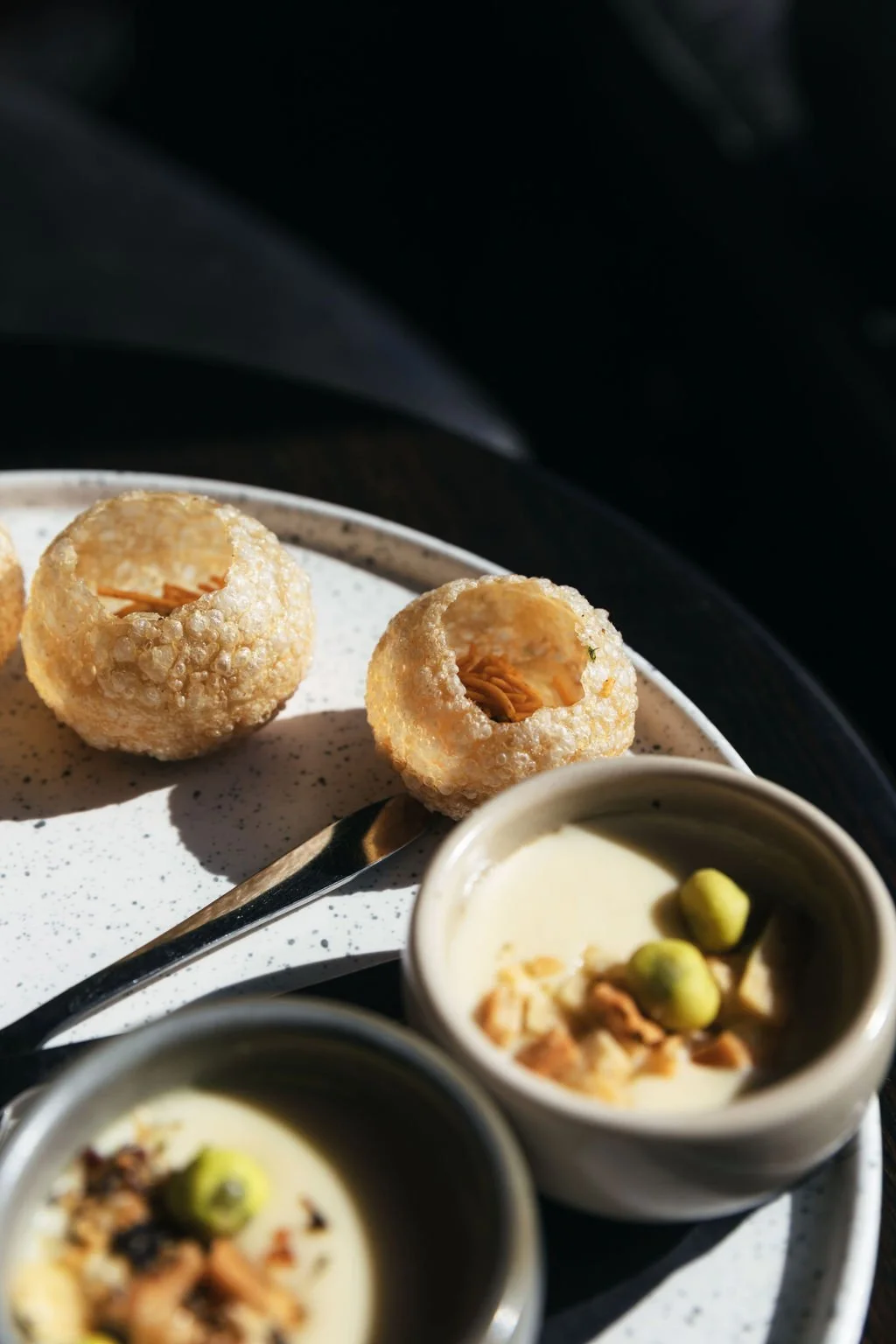 posh pit canapés on the ferry to mona