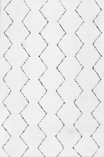 White Moroccan High-low Texture Striped Area Rug