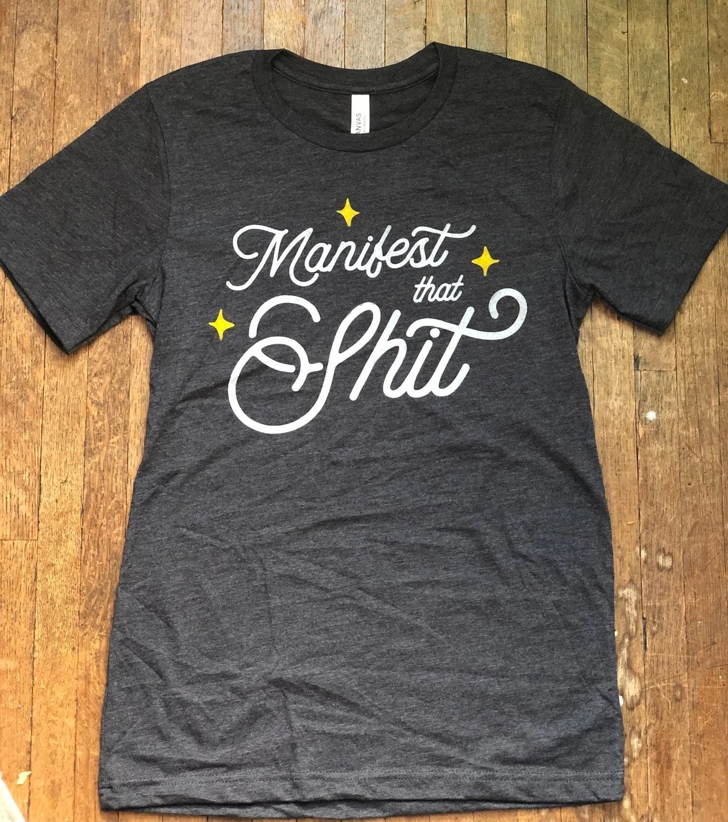 "MANIFEST THAT SHIT" Bella Canva T-shirt in Charcoal Grey