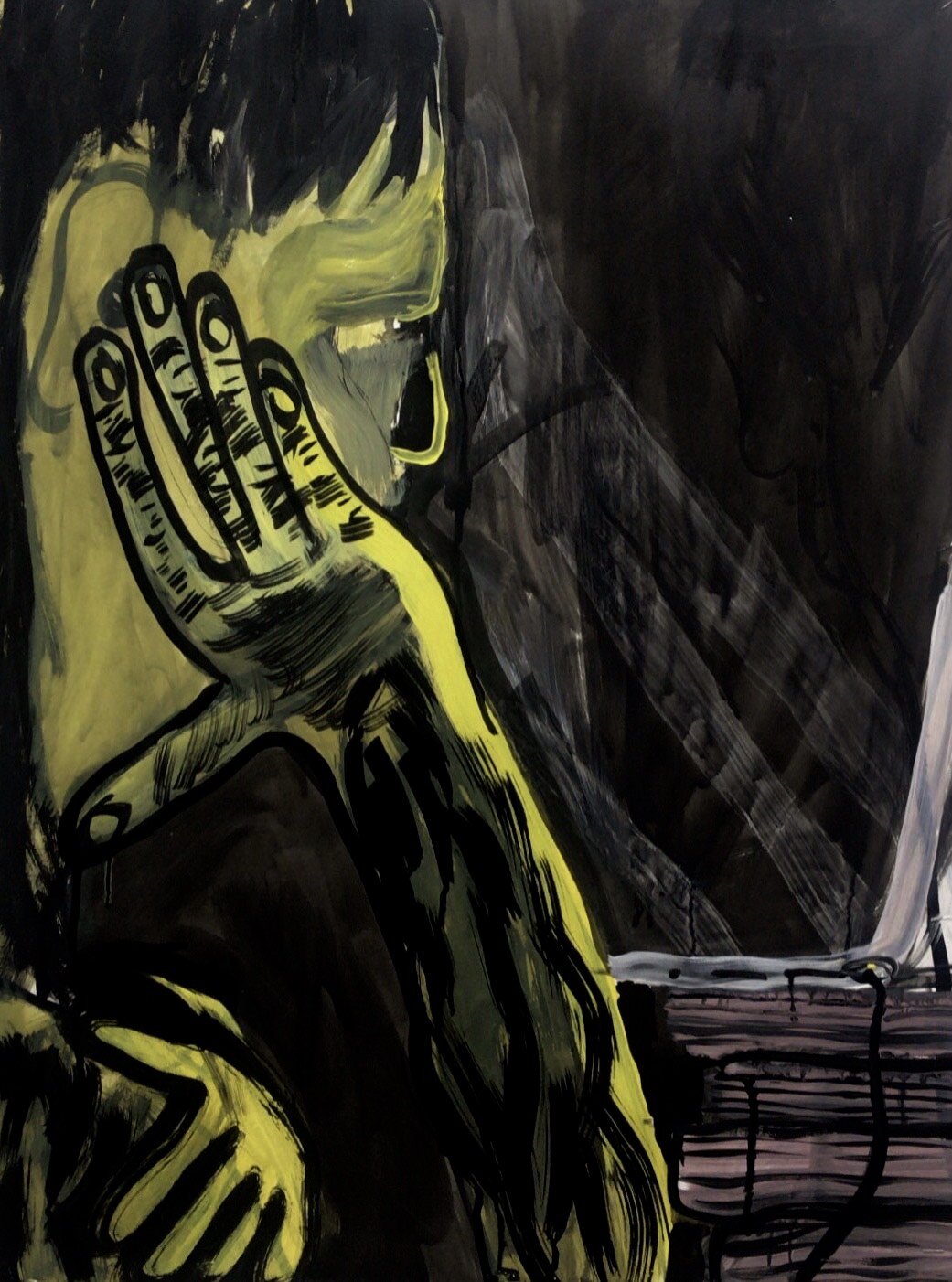 Can't sleep
21x36 inches
acrylic and ink on paper
2020
