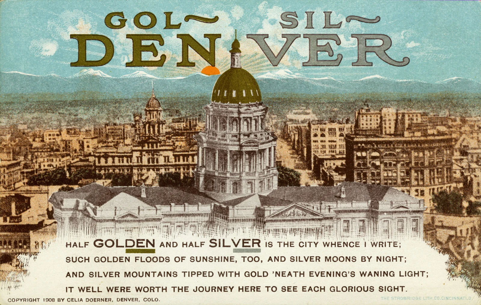 City of Denver Silver and Gold Postcard Celia Doerner publ Denver 1908.jpg