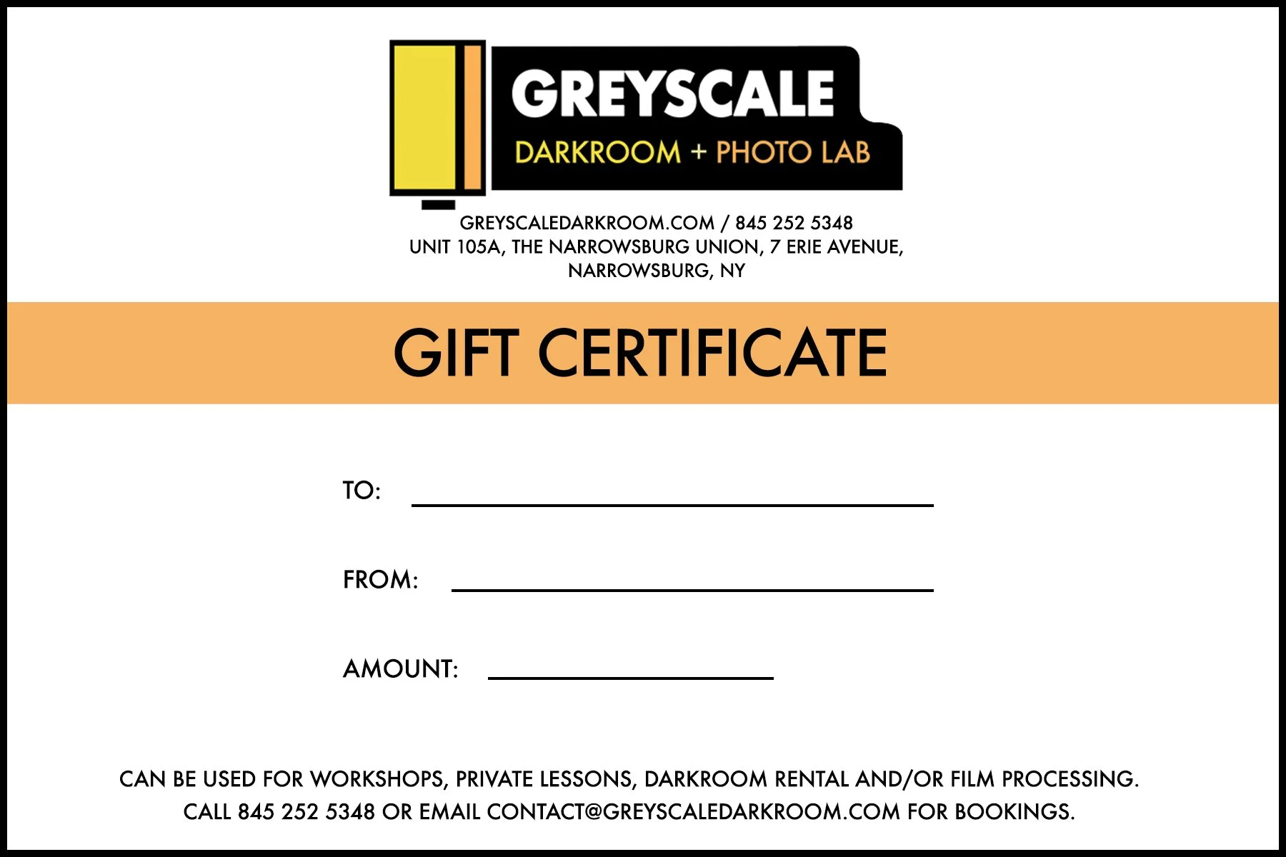 Gift Cards — GREYSCALE DARKROOM & PHOTO LAB