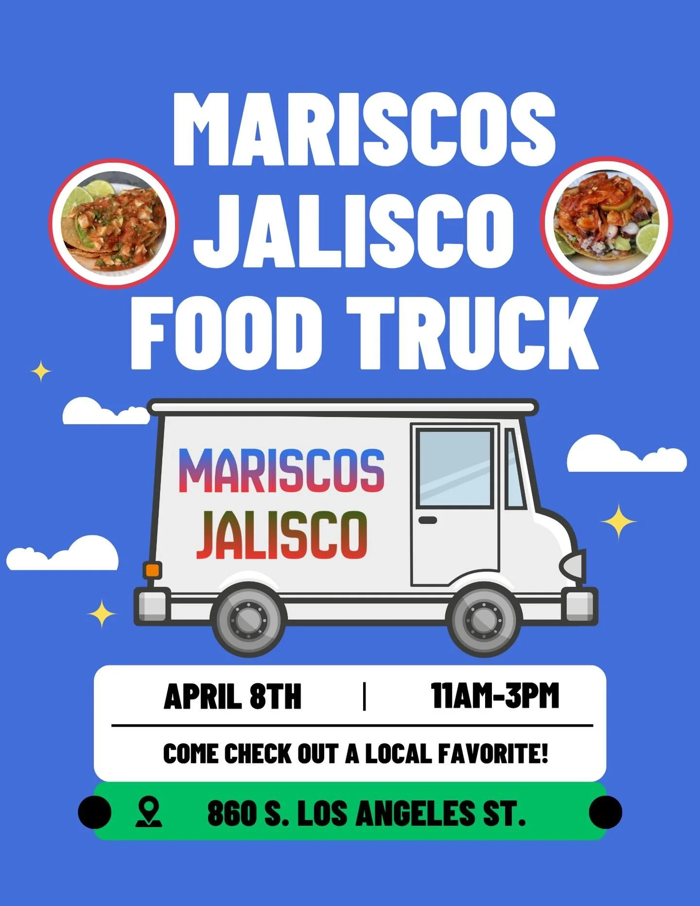 Tomorrow!🍴

Don&rsquo;t miss @mariscosjalisco serving up one of LA&rsquo;s most iconic bites, right here in the neighborhood. 

Take a break, step outside, and grab lunch on the block! Let us know if we&rsquo;ll see you there 👇

📍860 South Los Ang